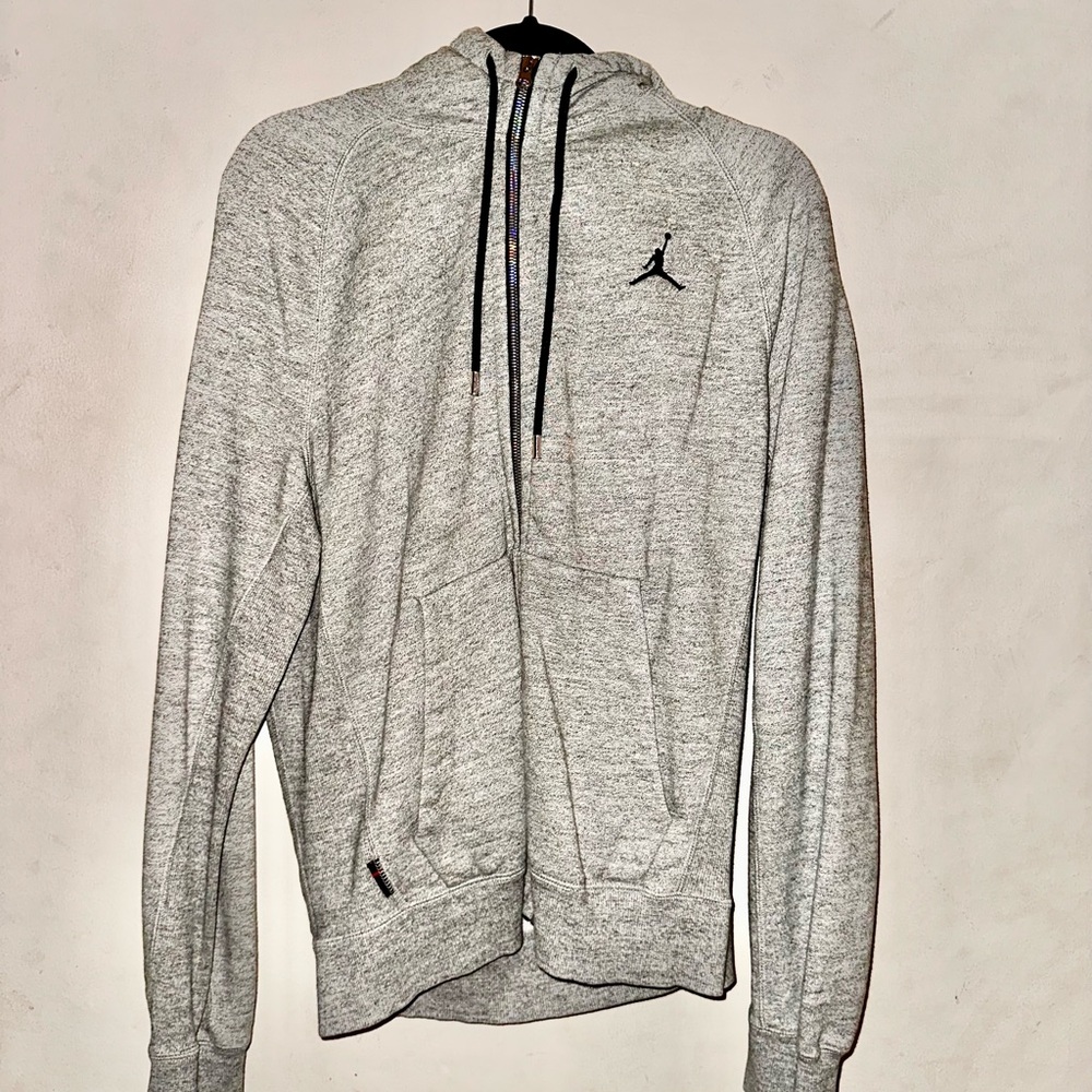 Jordan Gray Zip Up Sweater with Jumpman Logo